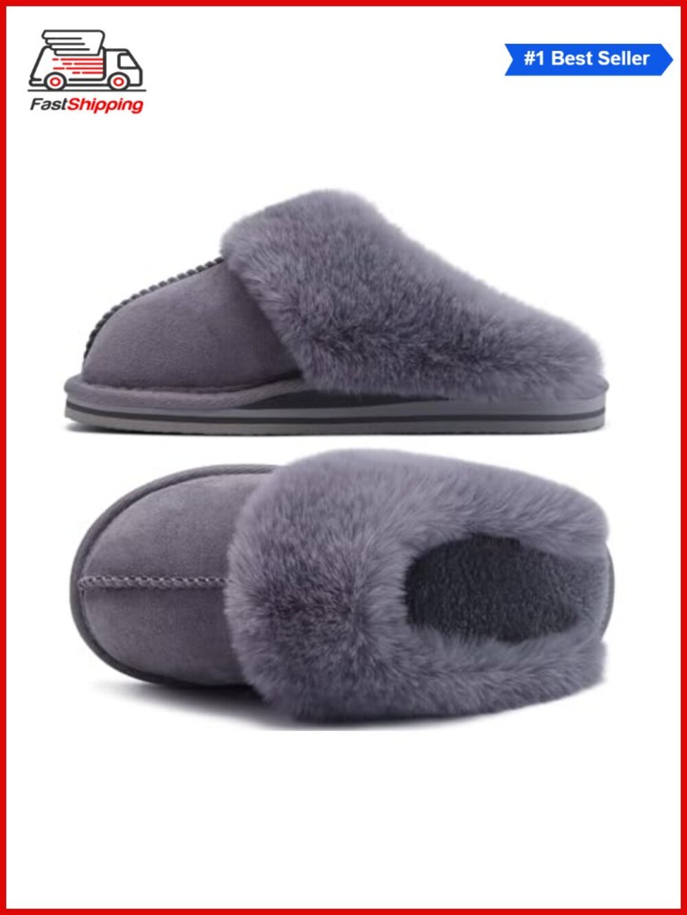 ✨ Womens Fuzzy Memory Foam Slippers Warm House Shoes Arch Support
